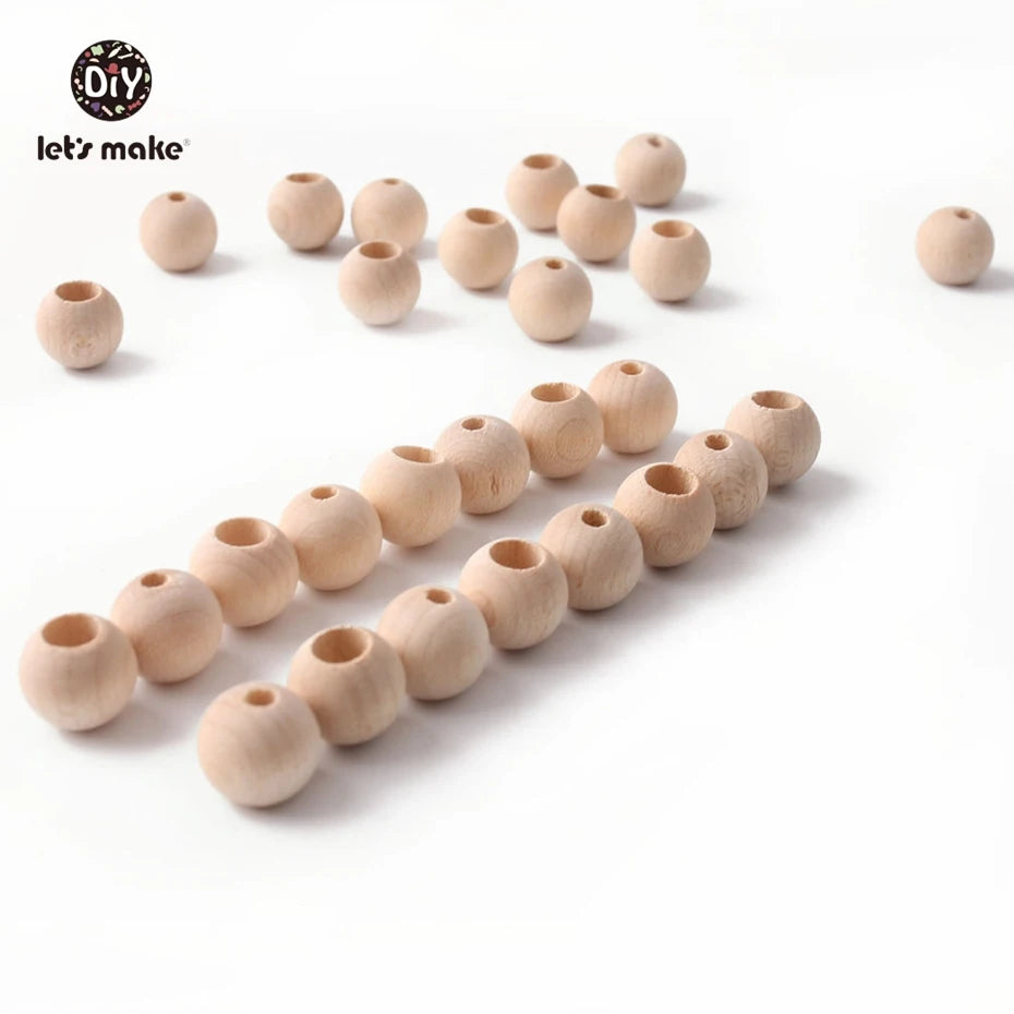 Let's make 25pcs Wooden Beads 12mm Natural Ball Spacer Beads Baby Products Accessories Teething Necklace Wooden Baby Teether