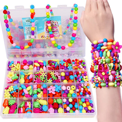 550-700PCS DIY Colorful Acrylic Beads Girls Puzzle Toy Jewelry Necklace Bracelet Handmade String Bead Girl Children Making Toys