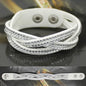 XQNI New Fashion Crystal Bangle Leather Bracelets European Style Adjustable Rhinestone Classic Charm Bracelets For Women Jewelry