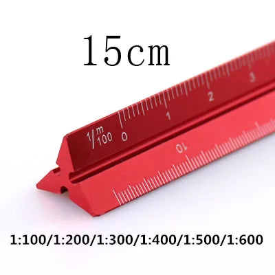 TUTU high quality colorful 15cm aluminum triangular scale ruler aluminum 1:20 - 1:600 alloy metal scale regua desenho H0003
