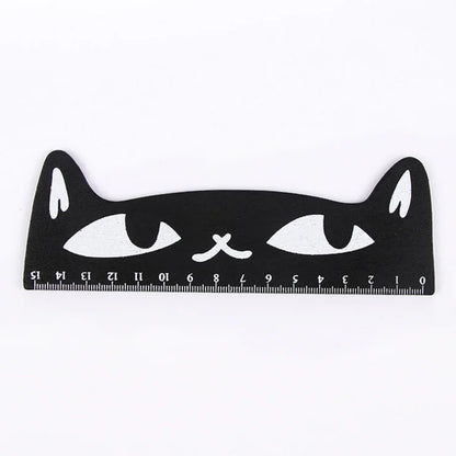 1 Pcs Lytwtw's Cute Kawaii Black Cat Kitten Straight Ruler Wooden Tools Cartoon Sewing Drawing Office School Stationery supplies