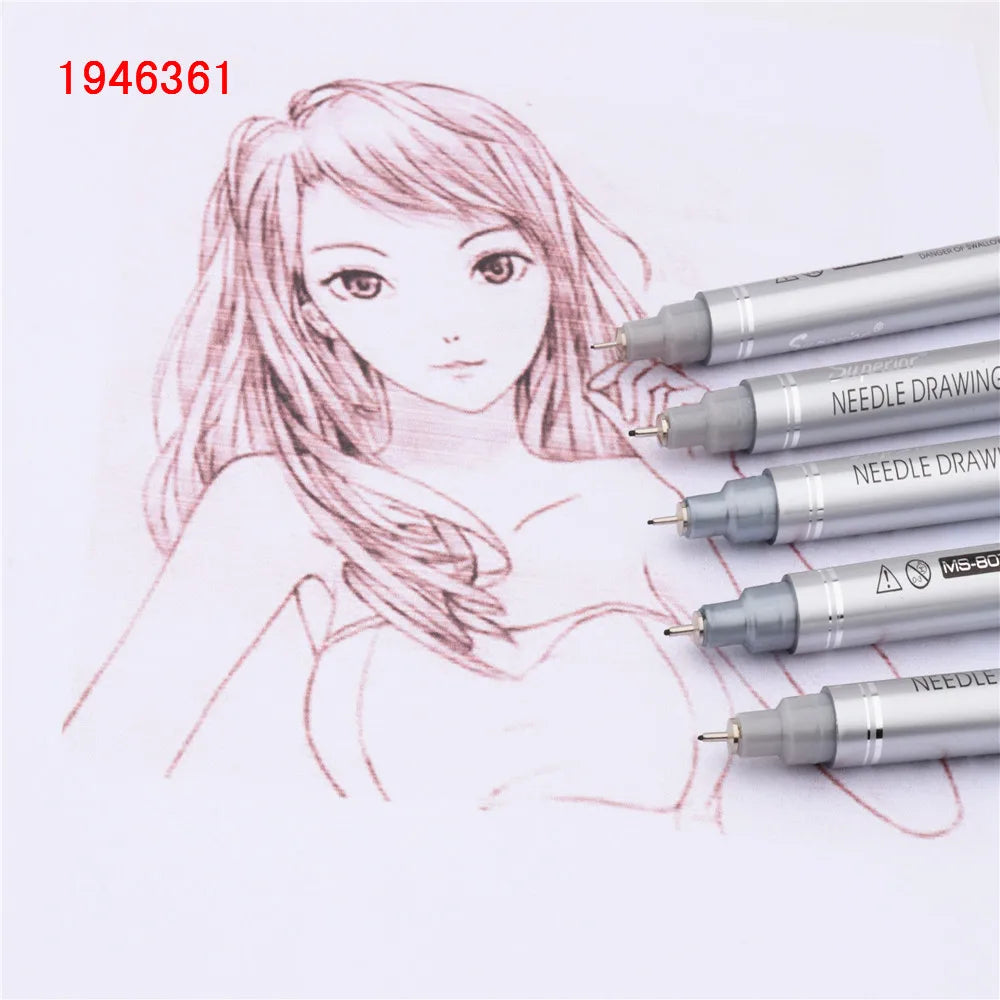 Waterproof Ink Black Micron Neelde Drawing Pen Pigment Fine Line Sketch Markers Pen For Writing Hand-Paint anime Art Supplies