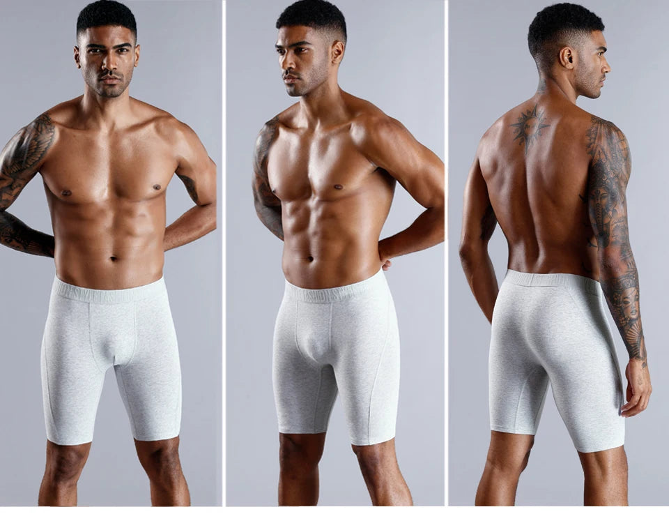 BONITOS Men Boxers Long Leg Man Underwear Soft Men Underpants Natural Cotton Sexy Boxer Shorts Top Brand Long Men's Panties