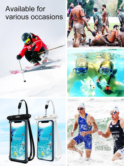 FONKEN Full View Waterproof Case for Phone Underwater Snow Rainforest Transparent Dry Bag Swimming Pouch Big Mobile Phone Covers