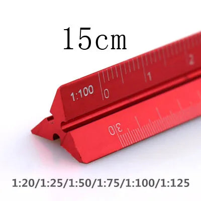 TUTU high quality colorful 15cm aluminum triangular scale ruler aluminum 1:20 - 1:600 alloy metal scale regua desenho H0003