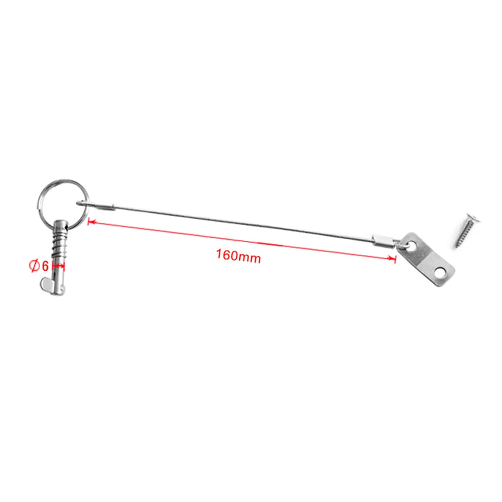 316 Stainless Steel Boat Bimini Top Quick Release Ball Pin With Lanyard Deck Hinge Motor Accessories Vehicle Parts 6mm Silver
