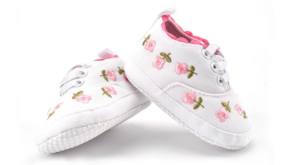 Baby Girl Shoes White Lace Floral Embroidered Soft Shoes Prewalker Walking Toddler Kids Shoes First Walker