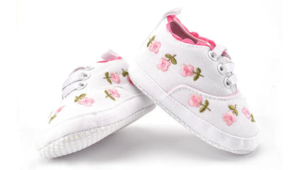 Baby Girl Shoes White Lace Floral Embroidered Soft Shoes Prewalker Walking Toddler Kids Shoes First Walker