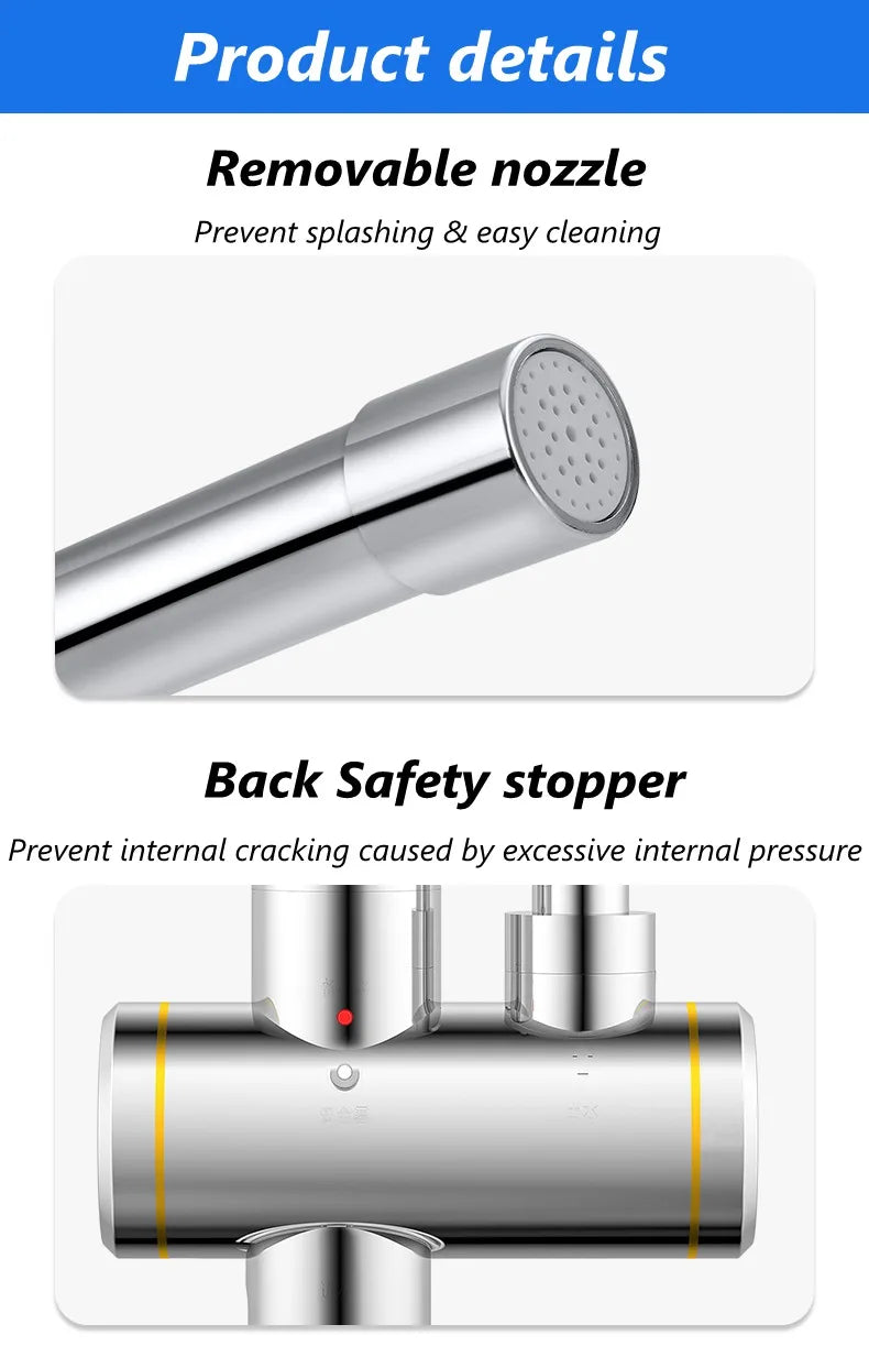 DMWD Tankless Electric Hot Water Heater Universal Hose Faucet Kitchen Instant Heating Tap Water Heater LED Temperature Display