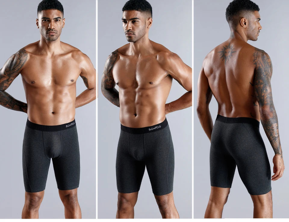 BONITOS Men Boxers Long Leg Man Underwear Soft Men Underpants Natural Cotton Sexy Boxer Shorts Top Brand Long Men's Panties