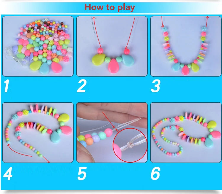 550-700PCS DIY Colorful Acrylic Beads Girls Puzzle Toy Jewelry Necklace Bracelet Handmade String Bead Girl Children Making Toys