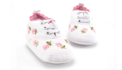 Baby Girl Shoes White Lace Floral Embroidered Soft Shoes Prewalker Walking Toddler Kids Shoes First Walker