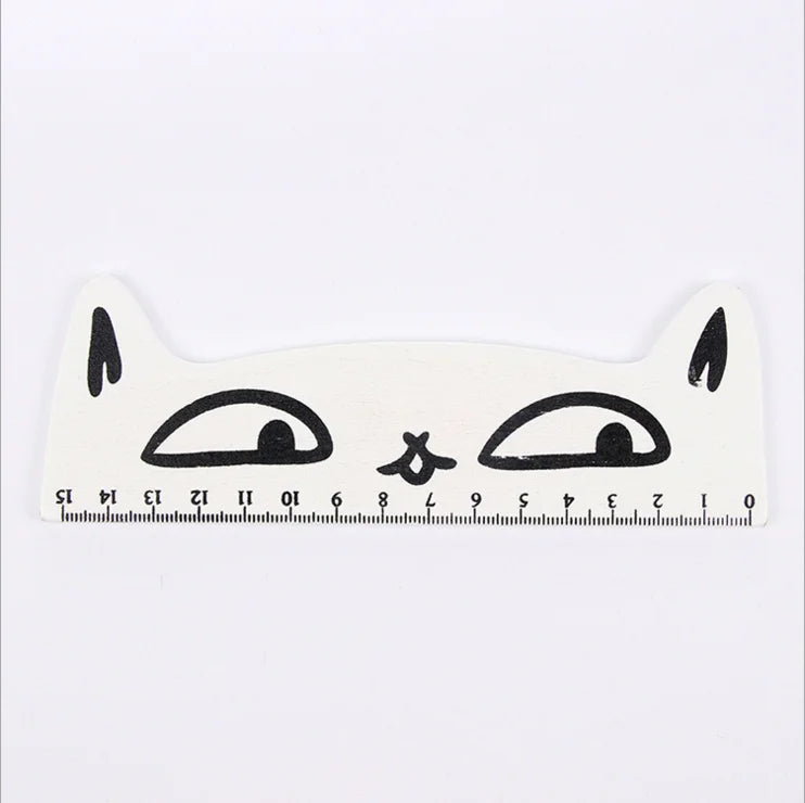 1 Pcs Lytwtw's Cute Kawaii Black Cat Kitten Straight Ruler Wooden Tools Cartoon Sewing Drawing Office School Stationery supplies