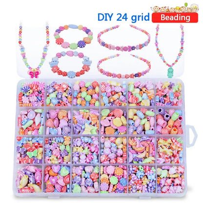 550-700PCS DIY Colorful Acrylic Beads Girls Puzzle Toy Jewelry Necklace Bracelet Handmade String Bead Girl Children Making Toys