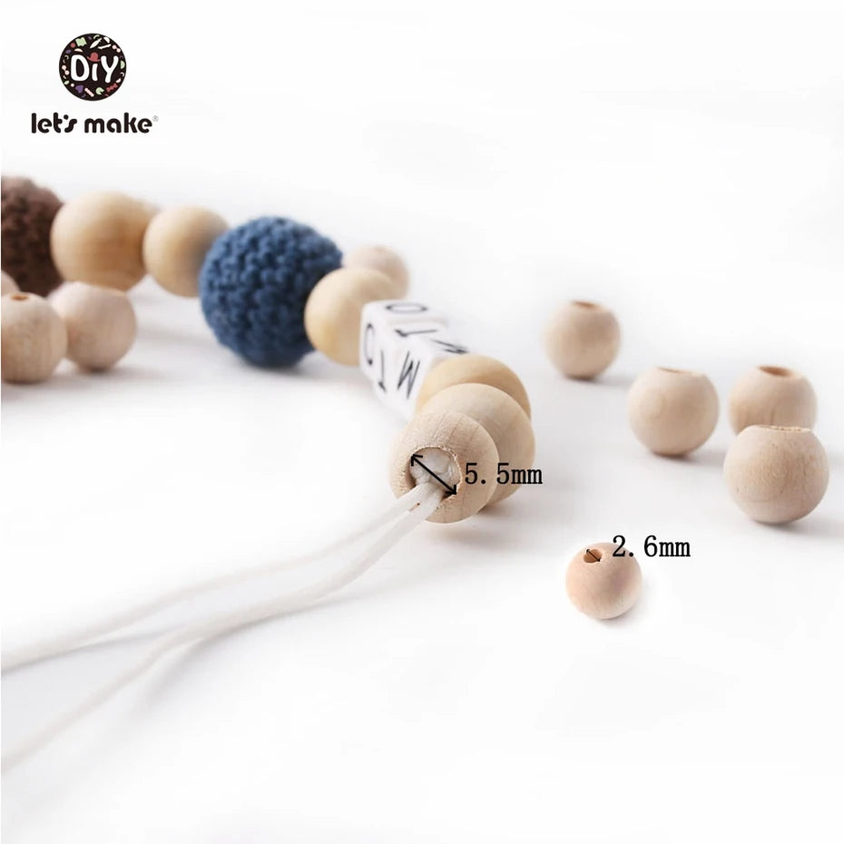 Let's make 25pcs Wooden Beads 12mm Natural Ball Spacer Beads Baby Products Accessories Teething Necklace Wooden Baby Teether