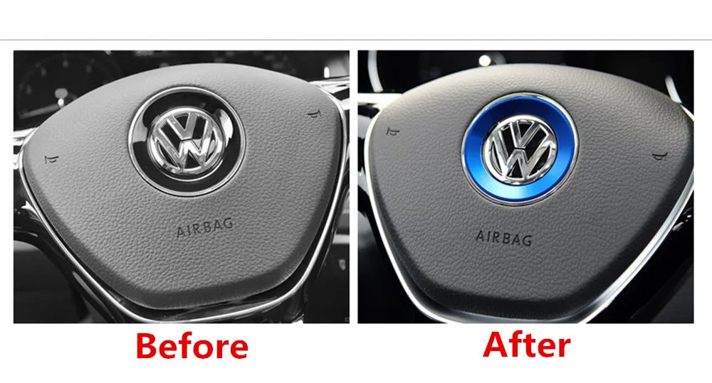 Ceyes Car Styling Steering Wheel Emblem Decorative Circle Ring Accessories Case For Volkswagen VW Golf 5 Polo Jetta Mk6 Covers