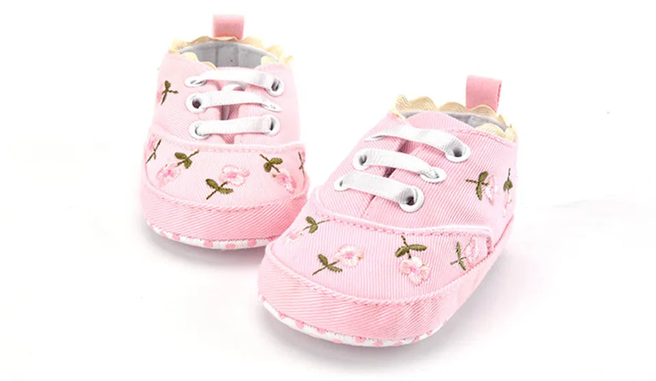 Baby Girl Shoes White Lace Floral Embroidered Soft Shoes Prewalker Walking Toddler Kids Shoes First Walker
