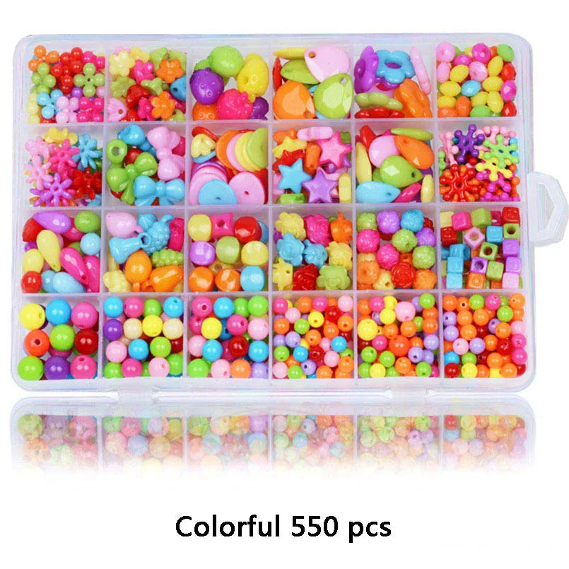 550-700PCS DIY Colorful Acrylic Beads Girls Puzzle Toy Jewelry Necklace Bracelet Handmade String Bead Girl Children Making Toys