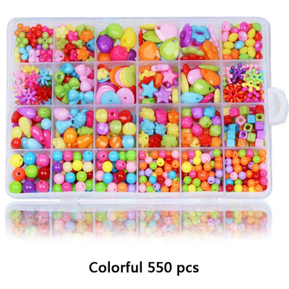 550-700PCS DIY Colorful Acrylic Beads Girls Puzzle Toy Jewelry Necklace Bracelet Handmade String Bead Girl Children Making Toys