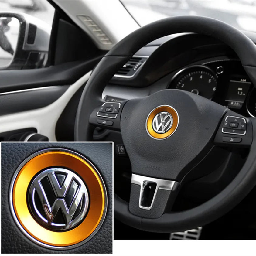 Ceyes Car Styling Steering Wheel Emblem Decorative Circle Ring Accessories Case For Volkswagen VW Golf 5 Polo Jetta Mk6 Covers