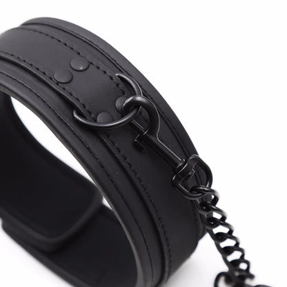 Thierry PU Leather SM Products Wrist Cuffs & Ankle Cuffs & Neck Collar Set, BDSM Bondage Sex Toys, Hancuffs Cosplay Accessories