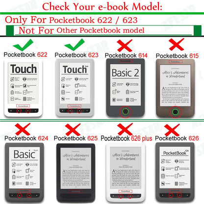 PB 622 623 Advanced pu leather Cover Case for Pocketbook 622 623 Touch 1 2 eReader Flip folio book Cover magnet closured Case