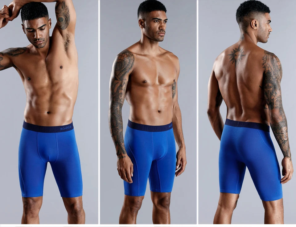 BONITOS Men Boxers Long Leg Man Underwear Soft Men Underpants Natural Cotton Sexy Boxer Shorts Top Brand Long Men's Panties