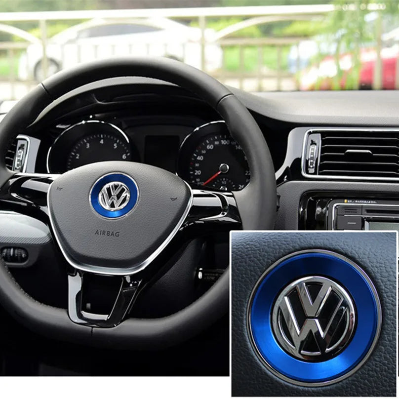 Ceyes Car Styling Steering Wheel Emblem Decorative Circle Ring Accessories Case For Volkswagen VW Golf 5 Polo Jetta Mk6 Covers