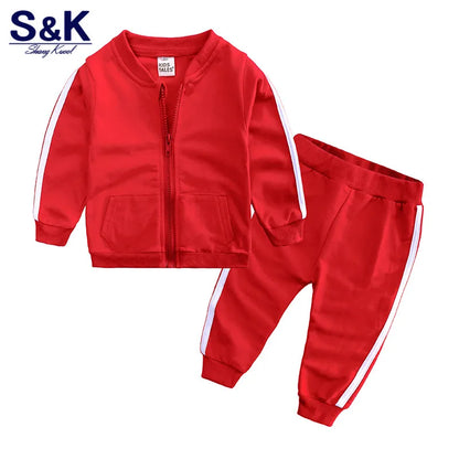 Autumn Fashion Baby Girl Clothes Cotton Long Sleeve Solid Zipper Jacket+Pants 2pcs Bebes Tracksuit Baby Boy Clothing Set  Cool