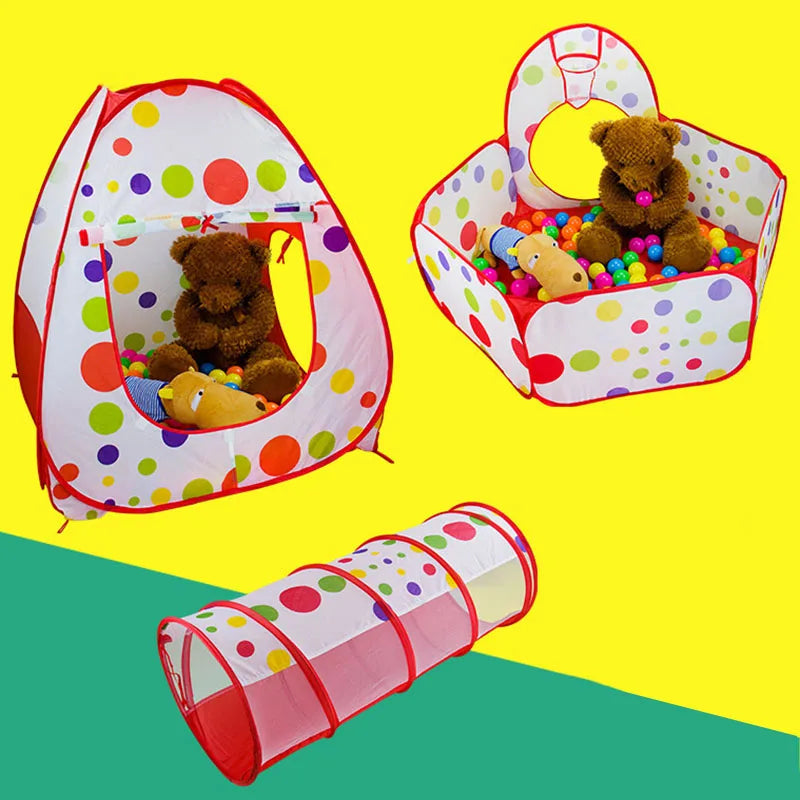 IMBABY 3 In 1 Children Balls Pool Toys Tent Crawling Tunnel Foldable Baby Ballon Playpen Kids Tent Ball Pit Baby Playground
