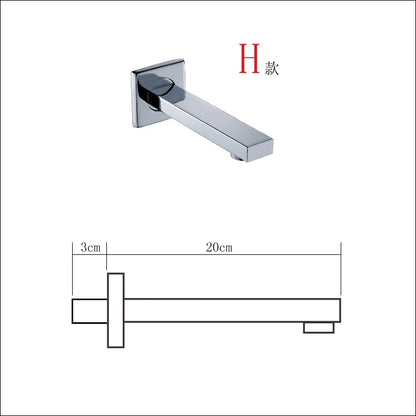 BECOLA Wall Mounted Faucet Spout Square and Round Brass Chrome/Black Spouts Waterfall Shower Faucet Accessories