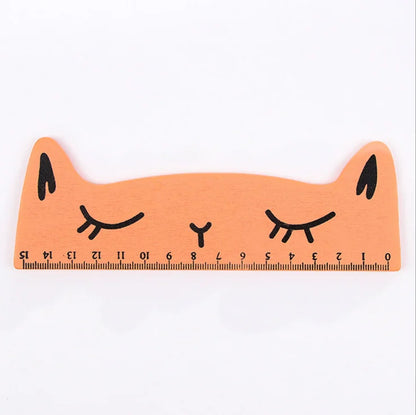 1 Pcs Lytwtw's Cute Kawaii Black Cat Kitten Straight Ruler Wooden Tools Cartoon Sewing Drawing Office School Stationery supplies