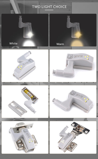 Brand KAK Universal Kitchen Hinge Light Bedroom Living Room Cabinet Cupboard Closet Wardrobe 0.25W Inner LED Sensor Light System