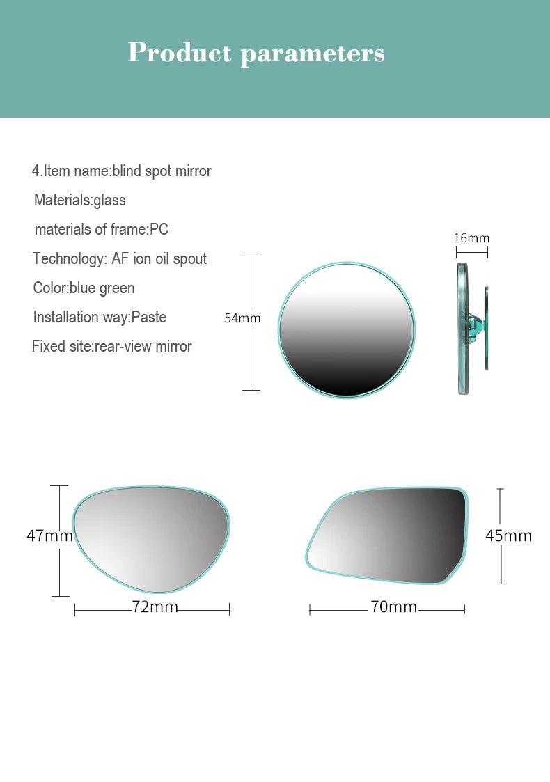 New Arrival 1 Pair Car Blind Spot Mirror Adjustable 360 Degree Rotatable Wide Angle Mirror Car waterproof Rear View Mirror