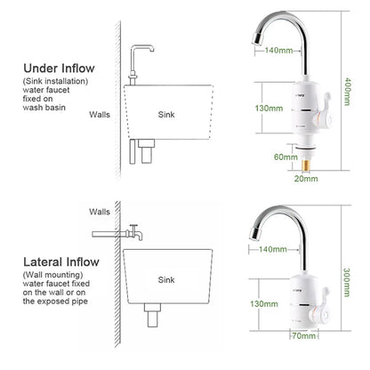 ATWFS Tankless Electric Newest Water Heater Kitchen Instant Hot Water Tap Heater Water Faucet Instantaneous Heater3000w