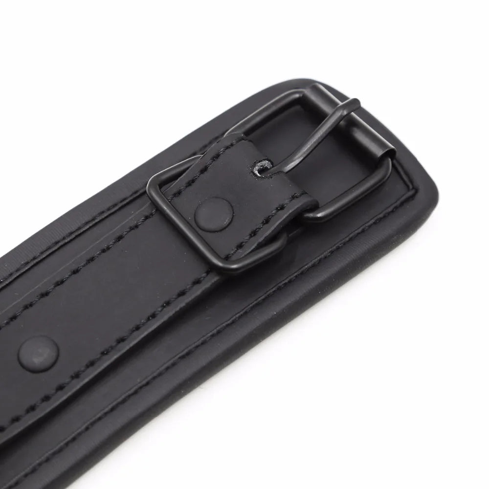 Thierry PU Leather SM Products Wrist Cuffs & Ankle Cuffs & Neck Collar Set, BDSM Bondage Sex Toys, Hancuffs Cosplay Accessories