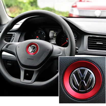 Ceyes Car Styling Steering Wheel Emblem Decorative Circle Ring Accessories Case For Volkswagen VW Golf 5 Polo Jetta Mk6 Covers