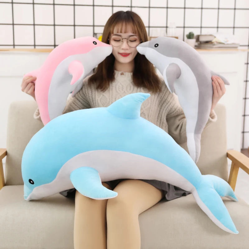 30-160CM Lovely Soft Dolphin Plush Toy Plush Cloth Doll Cotton Animal Nap Pillow Creative Children's Toys Birthday Gift Girl