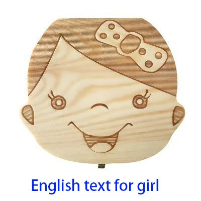 Spanish/English/Portugal/French/Russia Baby Wood Tooth Box Organizer Milk Teeth Storage Collect Teeth Umbilica Lanugo Save Gifts