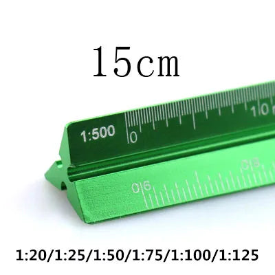 TUTU high quality colorful 15cm aluminum triangular scale ruler aluminum 1:20 - 1:600 alloy metal scale regua desenho H0003