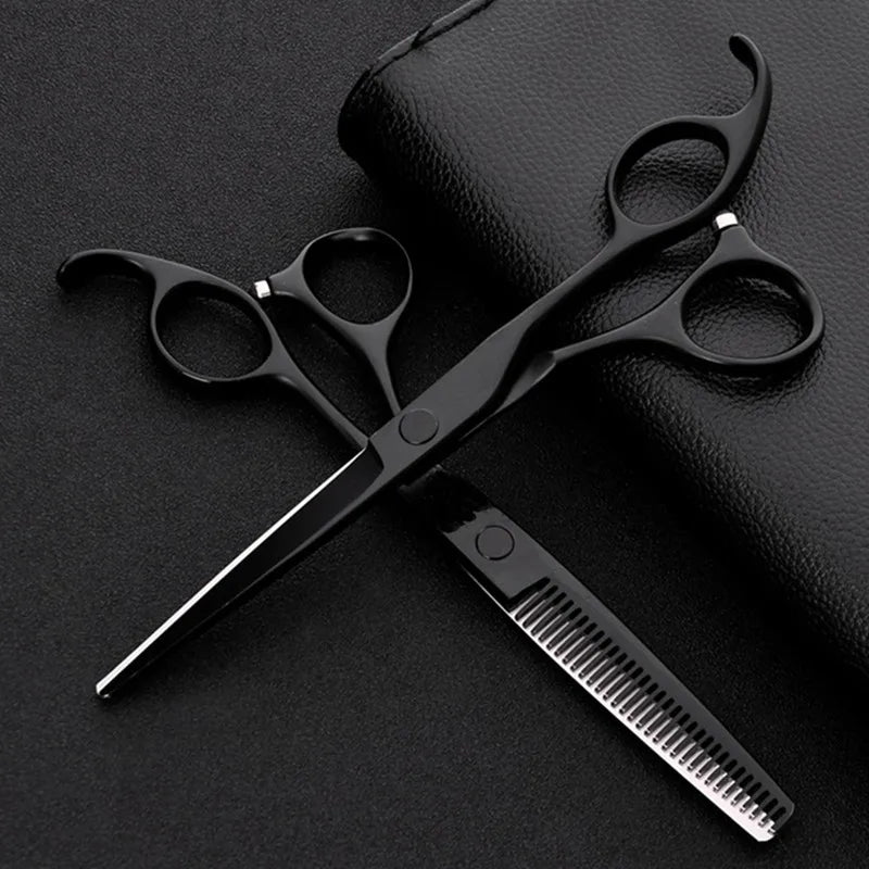 professional Japan 440c 6 '' black hair cutting scissors haircut thinning barber haircutting shears berber Hairdresser scissors