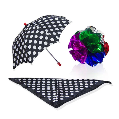 Polka Dot Silk & Umbrella Sets Magic Tricks Stage Street Magia Scarve Appear Umbrella Flower Ball Magie Mentalism Gimmick Props