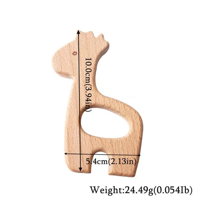 10pc Wooden Teether Animals Beech Teething Grasping Wooden Animal Toy Rodent Baby Teether Pendant DIY  Pacifier Chain Kids Goods