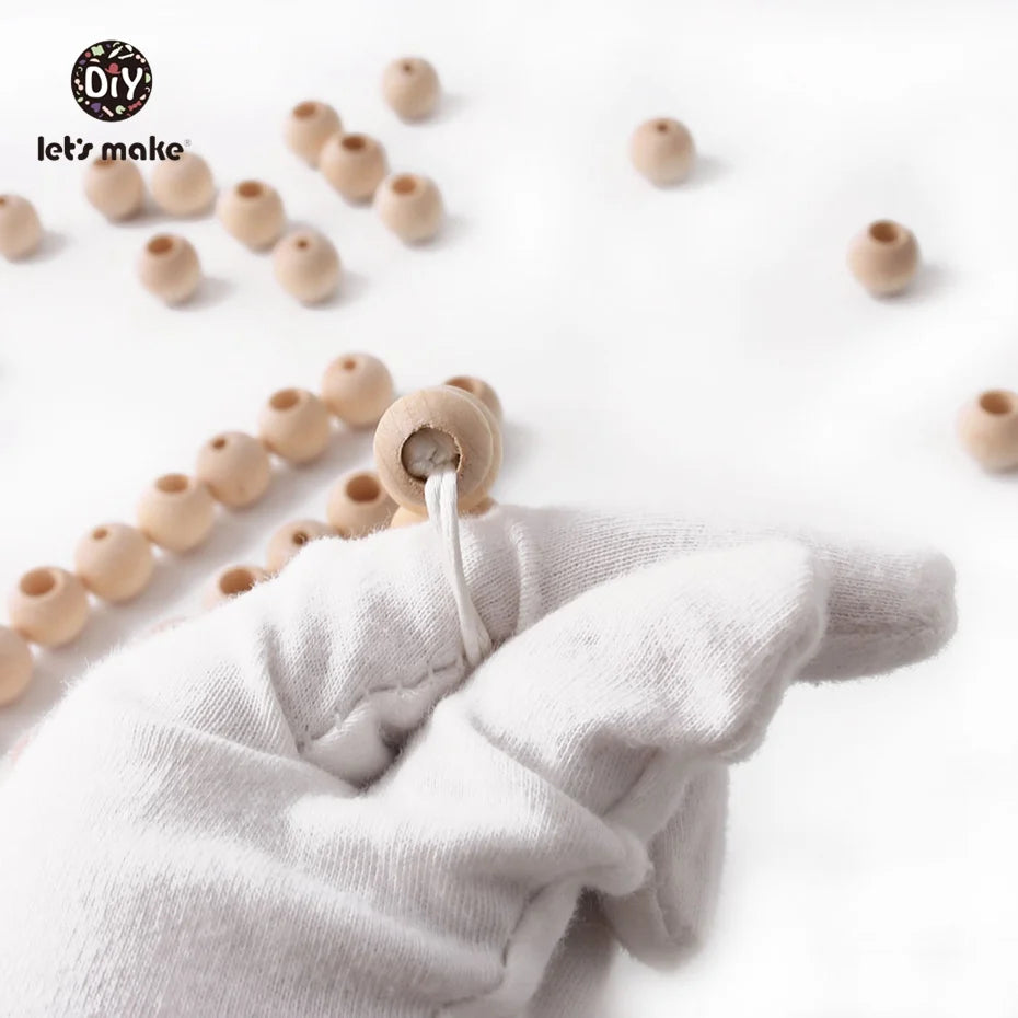 Let's make 25pcs Wooden Beads 12mm Natural Ball Spacer Beads Baby Products Accessories Teething Necklace Wooden Baby Teether