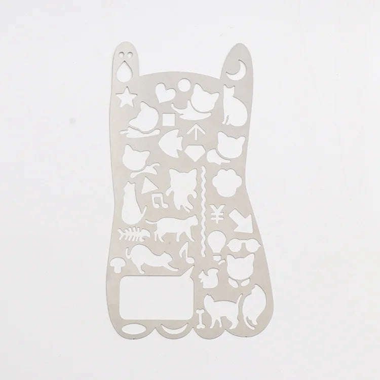 Multifunctional stainless steel hollow ruler cat Geometric figure drawing stencils templates metal ruler Diy Tool Diary Template