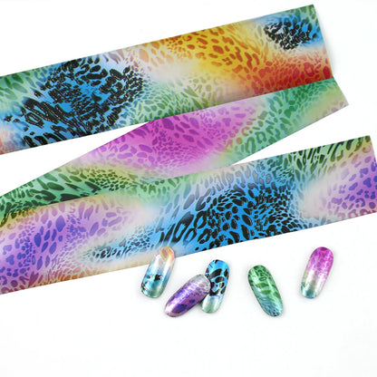 16Pc Holographic Nail Foil Set Starry Transfer 20*4cm Sticker Laser Flowers Leopard Mix Design Decal DIY Nail Art Decoration