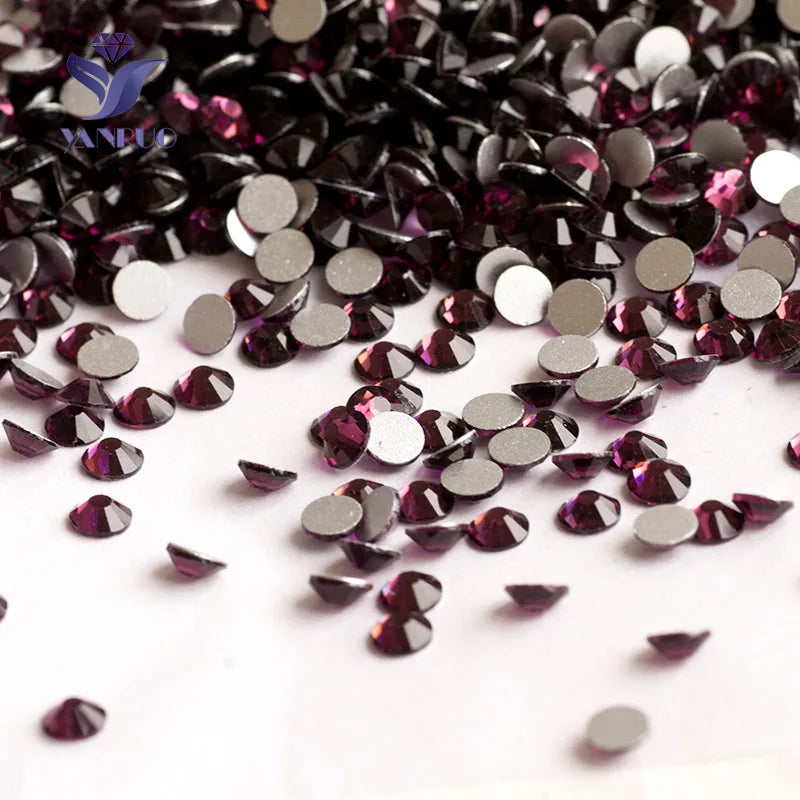 YANRUO 2058NoHF All Color SS16-SS30 Non Hot Fix Sewing Rhinestones Glass Crystal 3D Nail Art Rhinestones For Dress Clothes