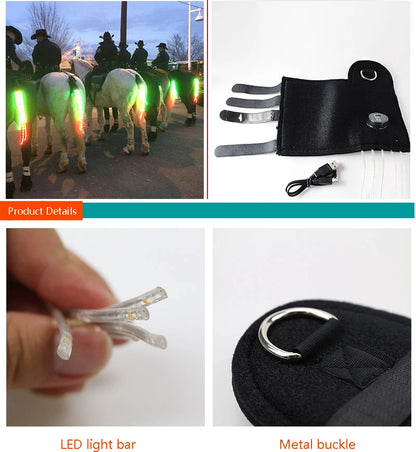 LED Horse Tail Trappings Night Riding Safe Equestrian Flashing Light Bar Harness Equipment Outdoor Sports Horse Tail Decor