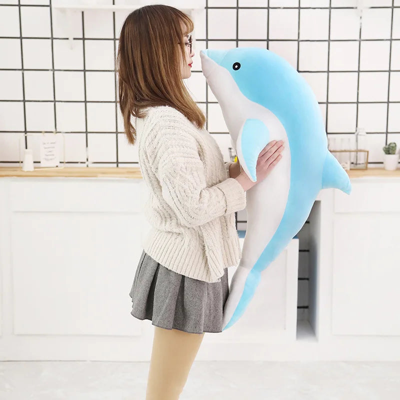 30-160CM Lovely Soft Dolphin Plush Toy Plush Cloth Doll Cotton Animal Nap Pillow Creative Children's Toys Birthday Gift Girl
