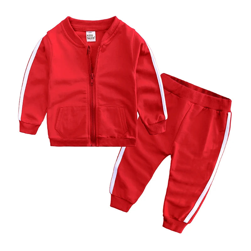 Autumn Fashion Baby Girl Clothes Cotton Long Sleeve Solid Zipper Jacket+Pants 2pcs Bebes Tracksuit Baby Boy Clothing Set  Cool